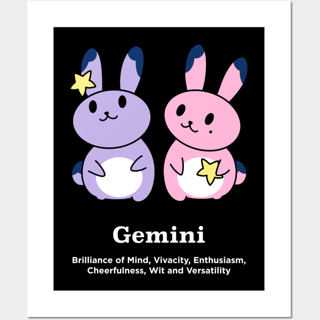 Gemini Horoscope Anime Zodiac Sign May and June Birthday Wall Art by TheBeardComic